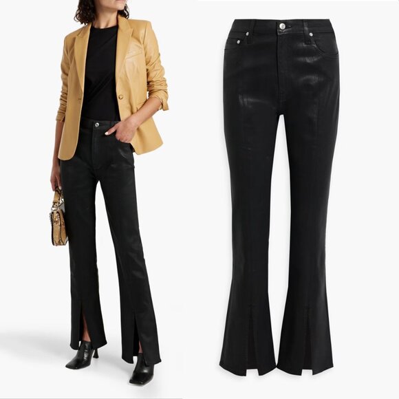Derek Lamb 10 Crosby Lucia High Rise Split Hem JEANS 24 Coated Black NEW $285